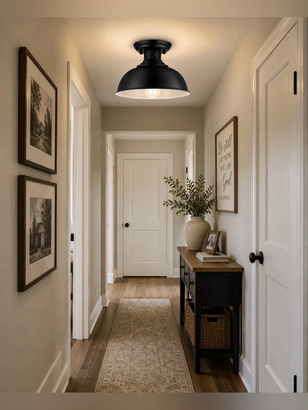 Matte Black Industrial Semi-Flush Ceiling Light